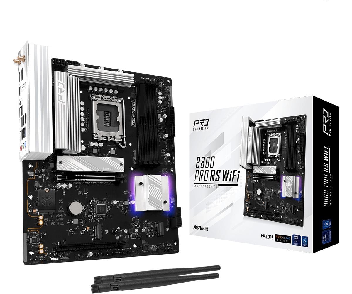 ASRock B860 Pro RS WiFi LGA1851 DDR5 ATX emaplaat