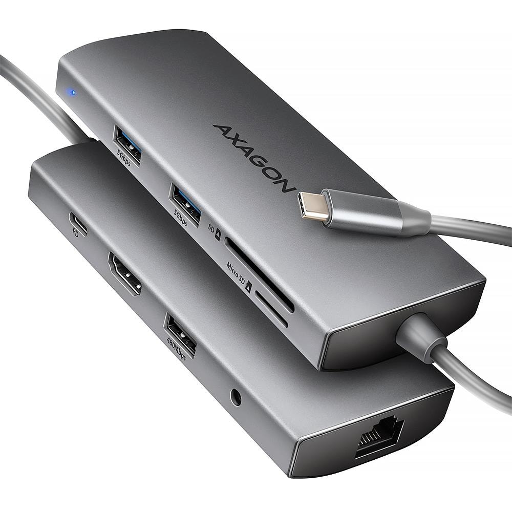 Axagon HMC-8HLSA USB-C Hub 9-in-1 5Gbps Docking Station