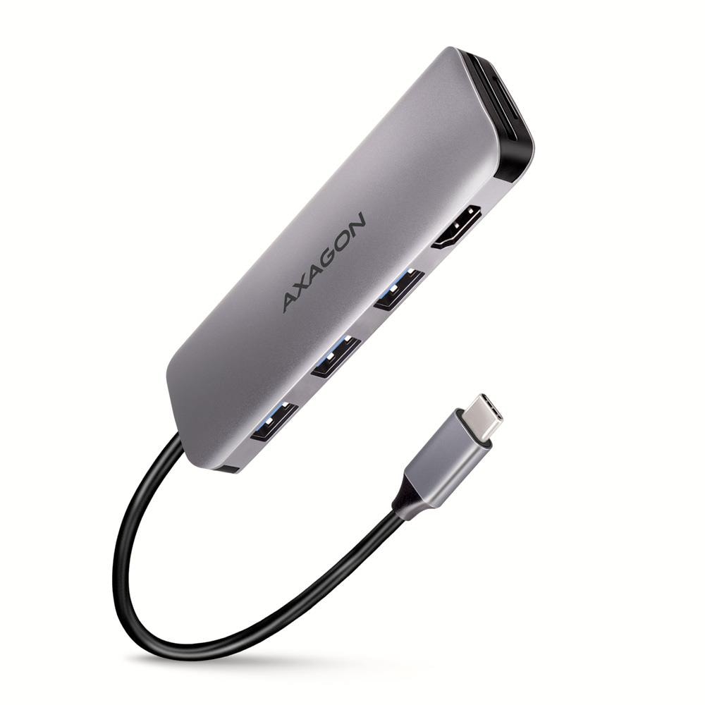 Axagon HMC-HCR3A USB-C Hub 5in1 Grey