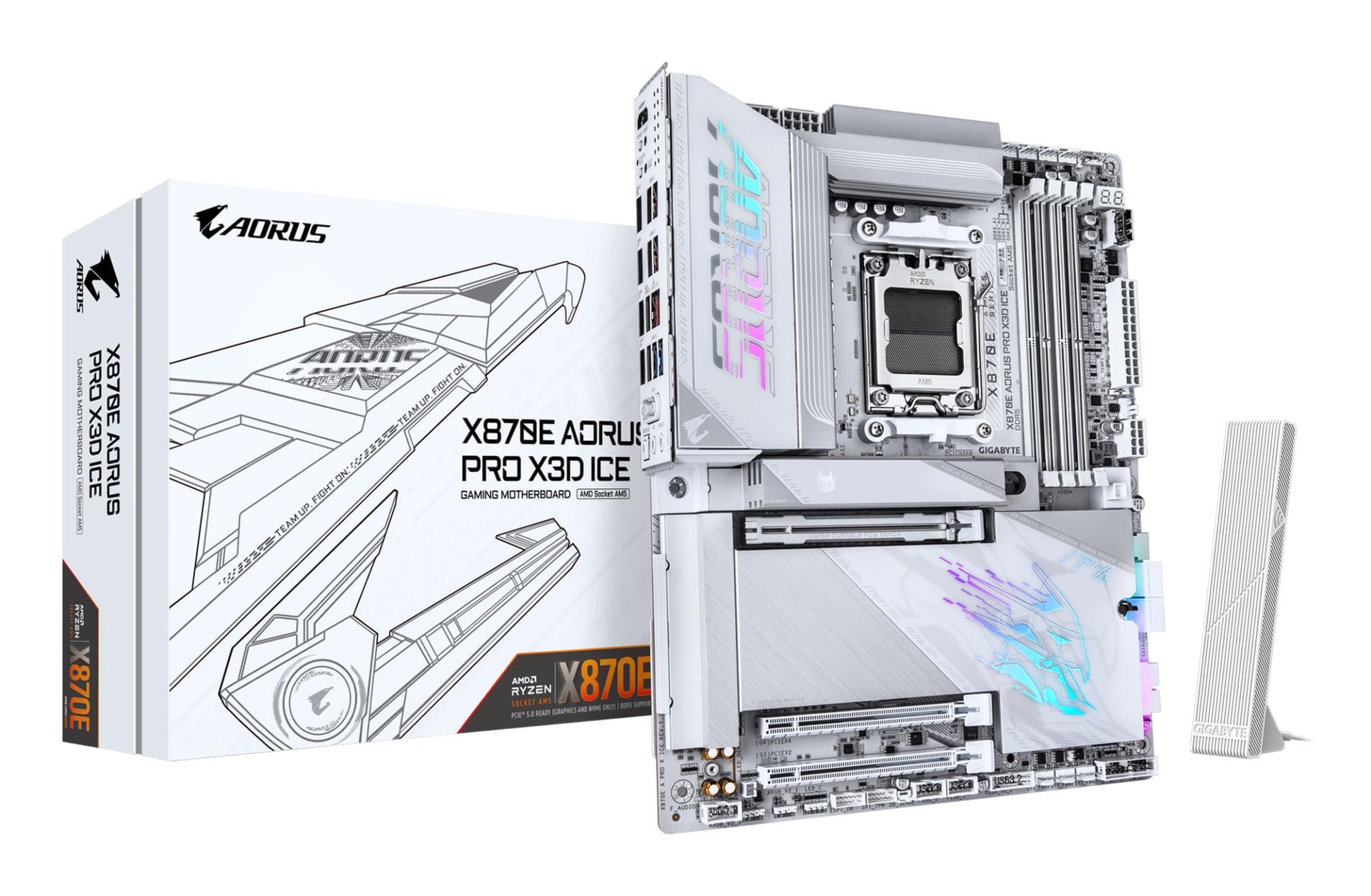 Gigabyte X870E A Pro X Ice AM5 DDR5 Wi-Fi 7 emaplaat