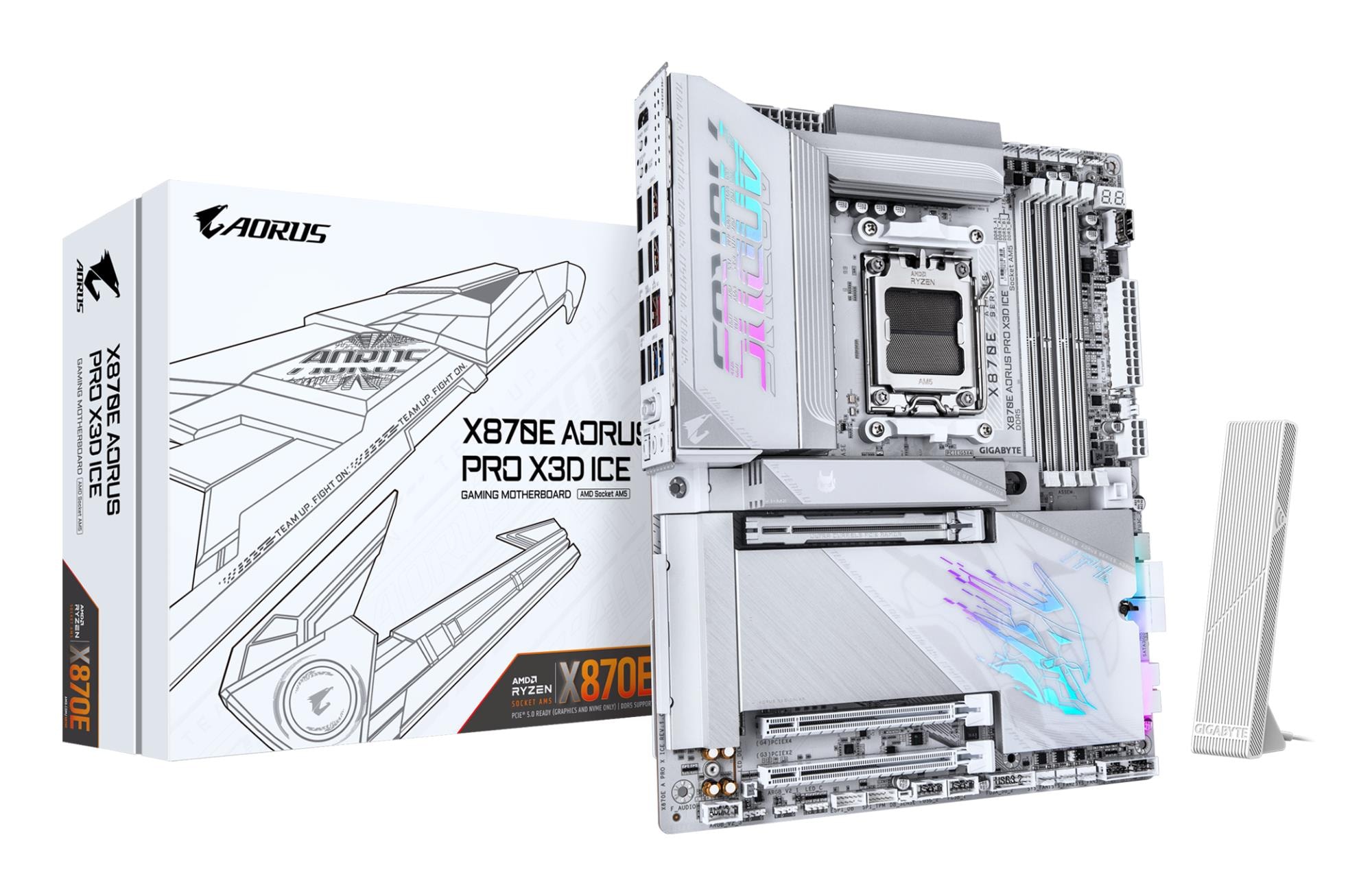 Gigabyte X870E A Pro X Ice AM5 DDR5 Wi-Fi 7 emaplaat