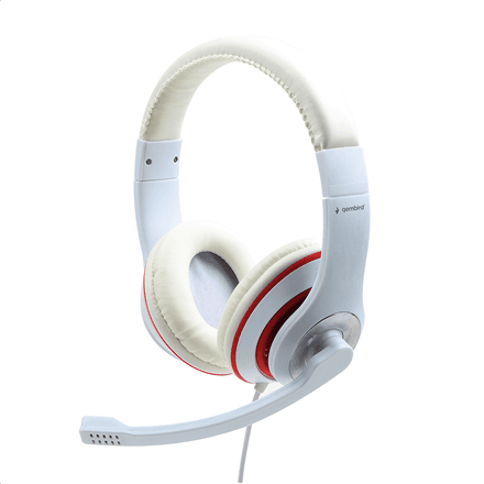 Gembird MHS 03 WTRD Stereo Headset 3.5mm White Red