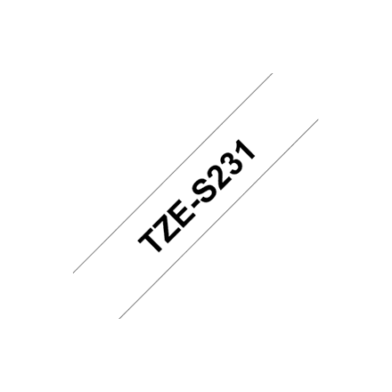 Brother TZ-S231 12mm Black on White Laminated Tape Label