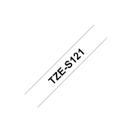 Brother | TZe-S121 Strong Adhesive Laminated Tape | Black on Clear | TZe | 8 m | 9 cm