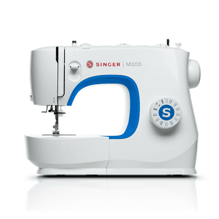 Singer M3205 sewing machine, 23 stitch patterns, free arm, white
