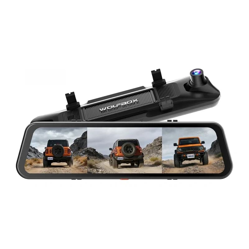 Wolfbox G900TriPro Bumper 4K mirror dash cam, 3 cameras, 12-inch screen, GPS