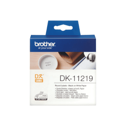Brother DK-11219 круглые этикетки 12 мм чёрный на белом