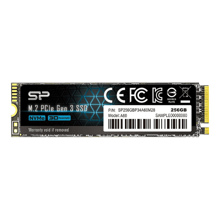 Silicon Power P34A60 256 GB M.2 NVMe SSD, PCIe Gen3x4, 2200 MB/s