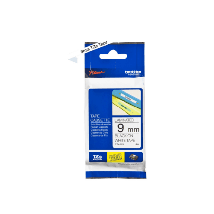 Brother TZe-221 9 mm Black on White Laminated Label Tape