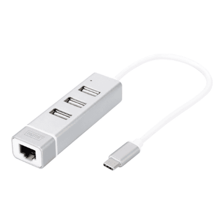 Digitus DA-70253 — USB-C концентратор на 3 порта с адаптером Fast Ethernet