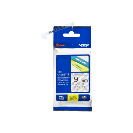 Brother TZe-121 9mm Black on Clear Laminated Tape Label
