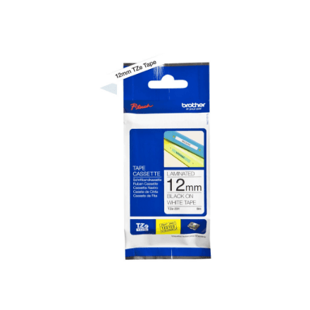 Brother TZ-231 Black on White Laminated Tape 1.2 cm