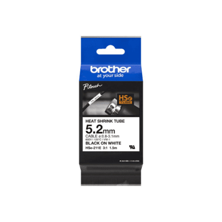 Brother HSe-211E термолента чёрный на белом 0,52 см