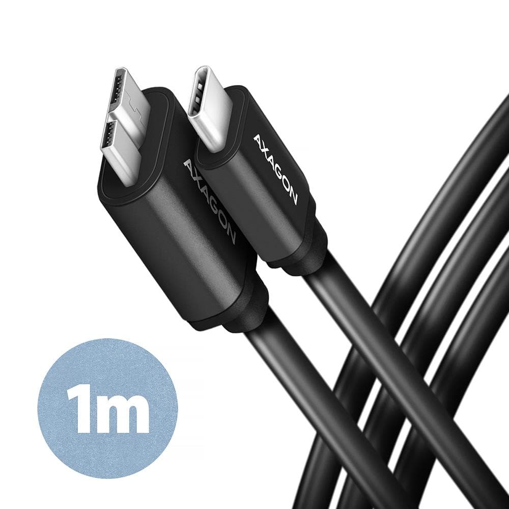 Кабель Axagon BUMM3-CM10AB USB-C – Micro-B USB 3.2 Gen 1, 1 м, чёрный
