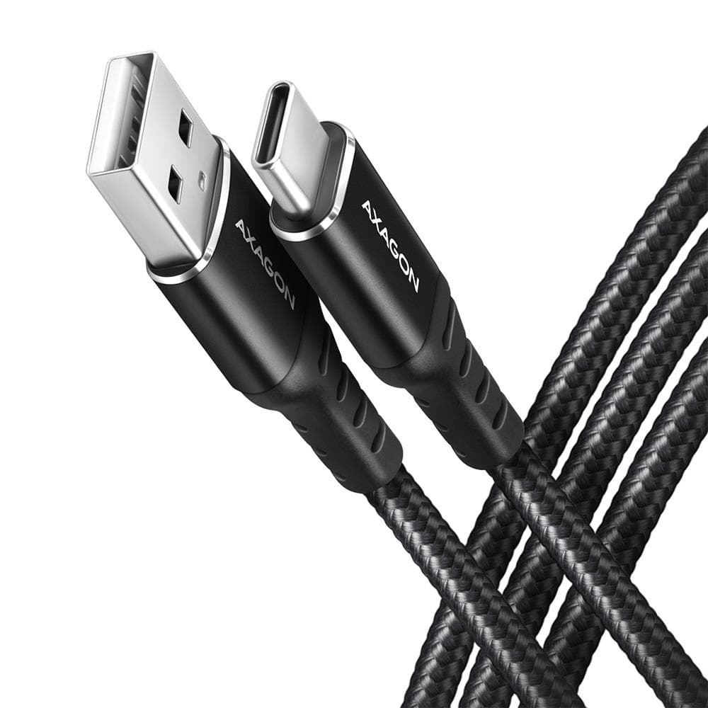 Кабель Axagon BUCM-AM10AB HQ USB-A – USB-C, 1 м, 3 А, в оплётке