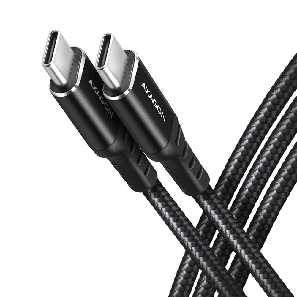 Кабель Axagon BUCM-CM10AB HQ USB-C – USB-C, 1 м, PD 60 Вт, в оплётке
