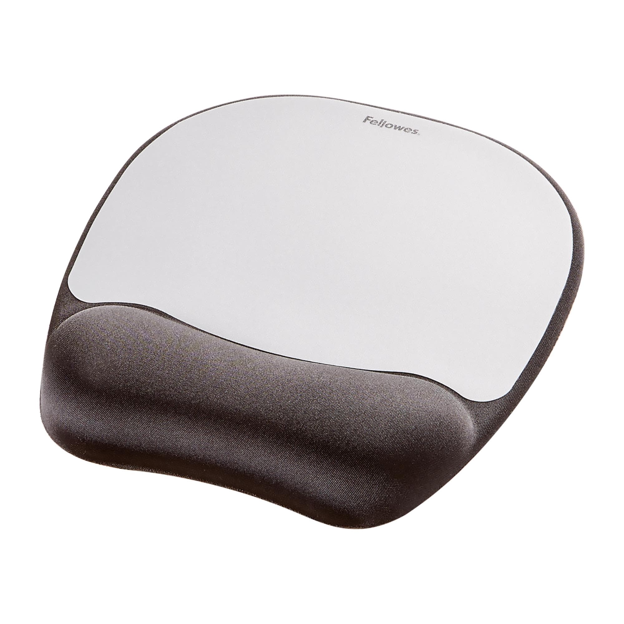 Коврик для мыши Fellowes Memory Foam с опорой для запястья, чёрно-серебристый
