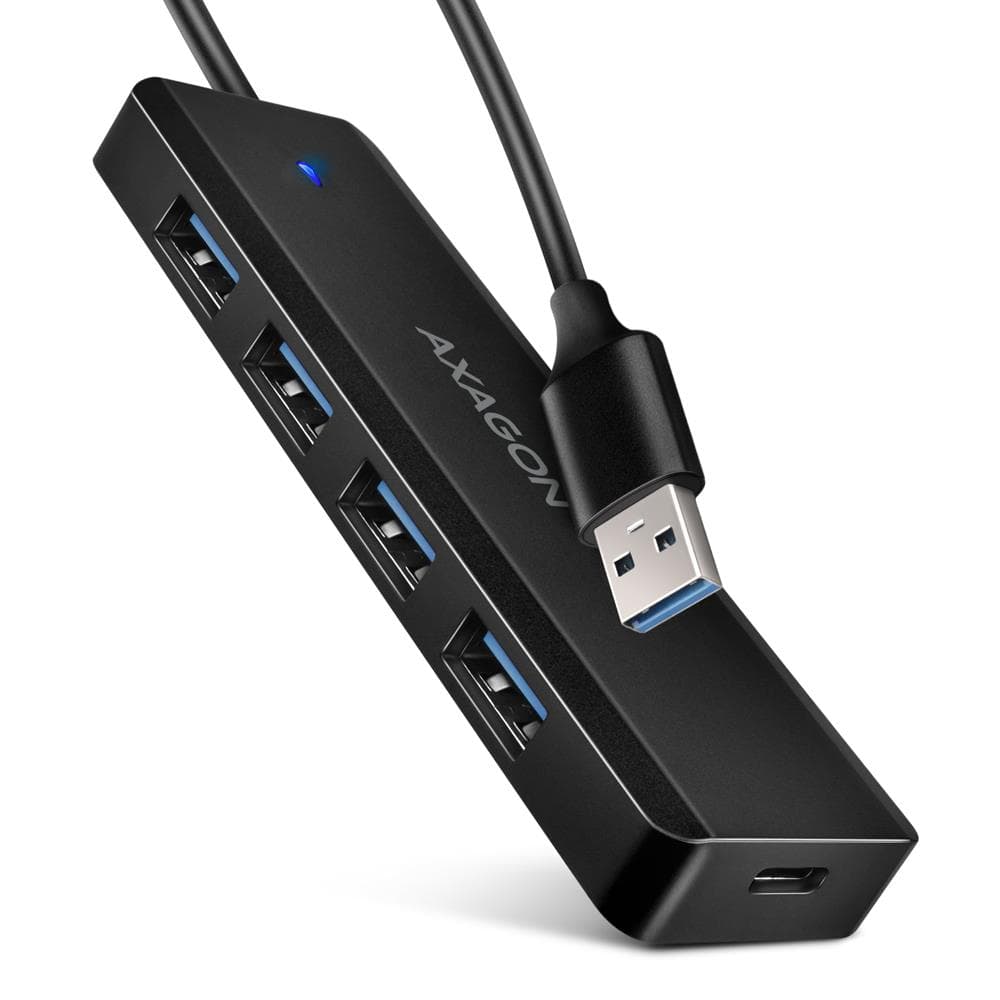 Дорожный USB-хаб Axagon HUE-C1A, 4 порта, 5 Гбит/с, чёрный