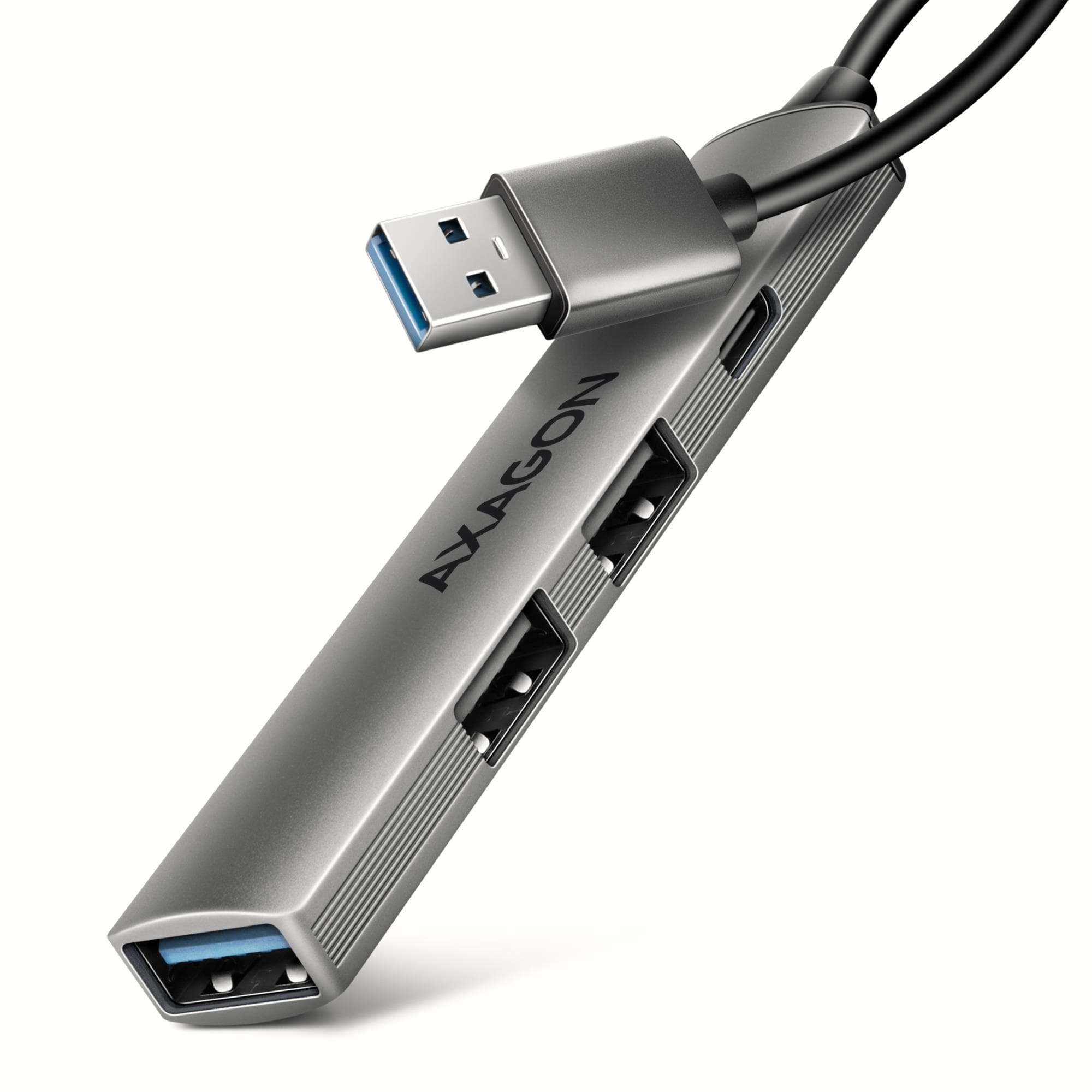 Алюминиевый USB-хаб Axagon HUE-STA, 4 порта, серый