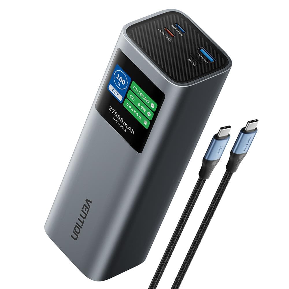 Vention 27000mAh 140W powerbank USB-C kahel pordil