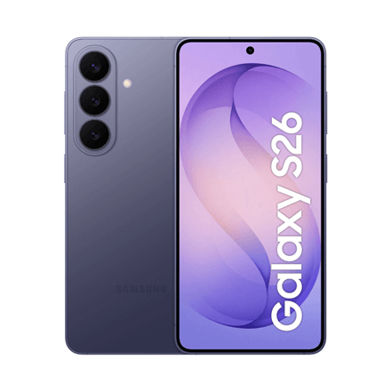 Samsung Galaxy | S26 (S942) | Cobalt Violet | 6.3 " | Dynamic LTPO AMOLED 2X | 1080 x 2340 pixels | Qualcomm | Snapdragon 8 Elite Gen 5 (3 nm) | Internal RAM 12 GB | 128 GB | Dual SIM | 5G | Main camera resolution 50 MP | Android | Secondary camera resolution 12 MP | 16 | 4300 mAh