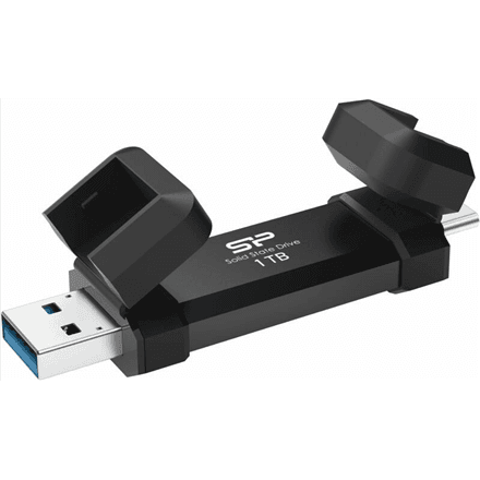Silicon Power DS72 1 TB väline SSD, USB-A ja USB-C, must