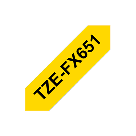 Brother TZe-FX651 24mm Black on Yellow Flexible Label Tape