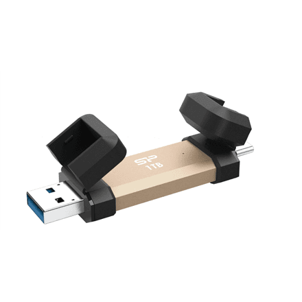 Silicon Power DS72 1TB USB-C ja USB-A mälupulk, kuldne