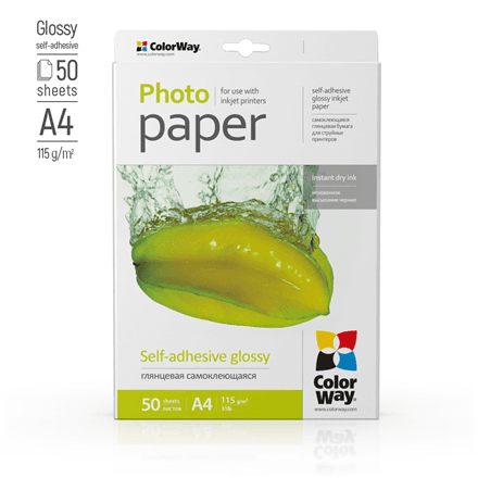 ColorWay самоклеящаяся глянцевая фотобумага A4 115-80г/м²