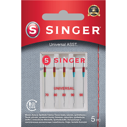 Singer Universal Needles for woven fabrics, assorted sizes, 5-pack
