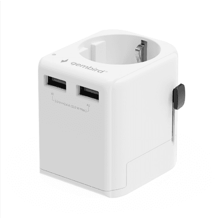 Gembird EU to Universal travel power adapter, 12W | TPA-EU2A12-01-W | 5 V