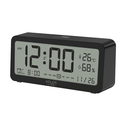 Adler AD 1195b alarm clock with backlit display, black