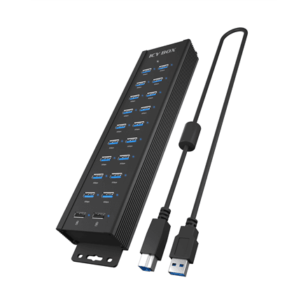 Raidsonic ICY BOX IB-HUB1720-U3 USB-jaotur, 20-in-1, toiteplokiga