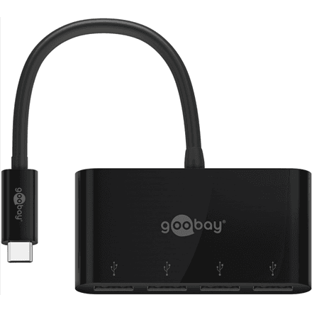 Goobay 61073 USB-C jaotur, 4x USB-A, kuni 5 Gbit/s, must