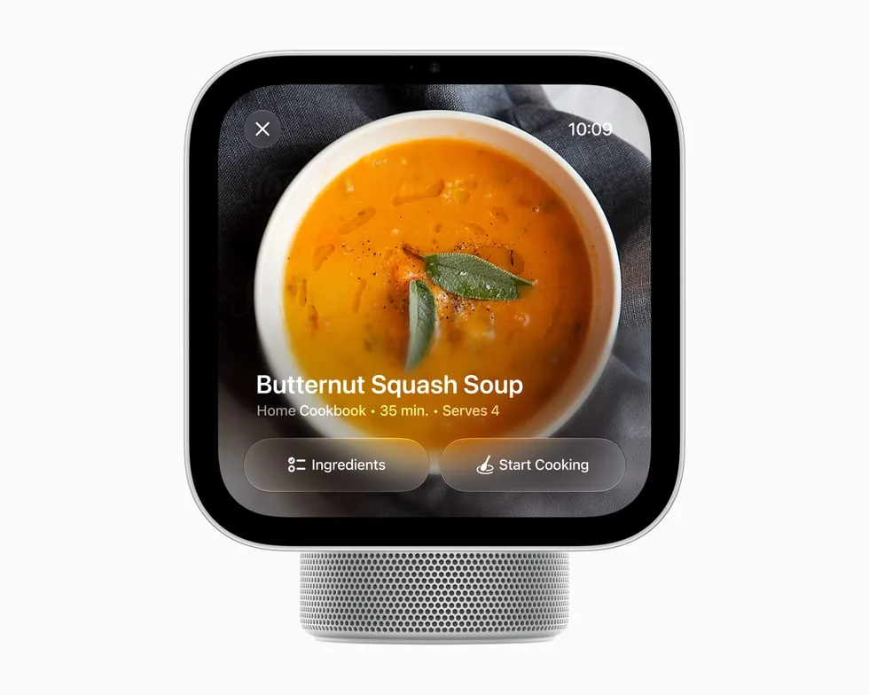 На экране Apple HomeView пошаговый рецепт тыквенного супа