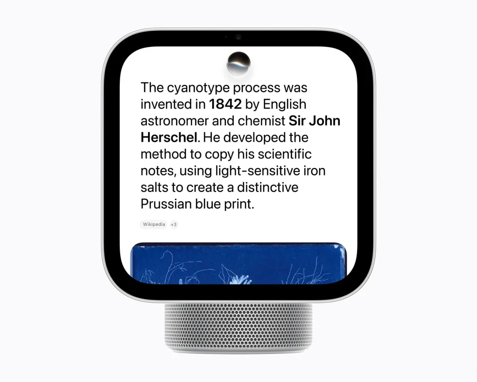 На экране Apple HomeView Siri AI отвечает на вопрос о цианотипии