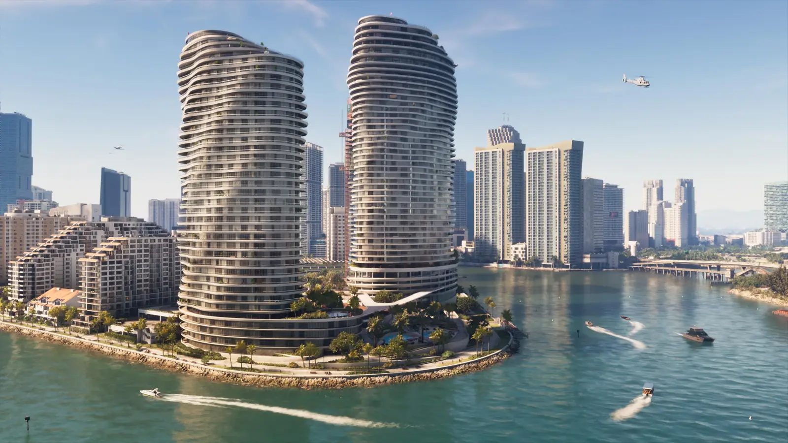 Vice City skyscrapers and bay in an official GTA 6 screenshot