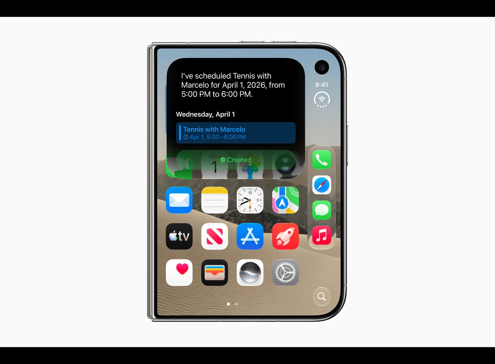 Siri AI iPhone Duo välisel ekraanil loob kalendrisündmuse